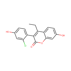 CCc1c(-c2ccc(O)cc2Cl)c(=O)oc2cc(O)ccc12 ZINC001772594314