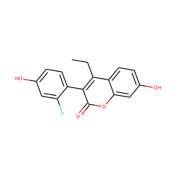 CCc1c(-c2ccc(O)cc2F)c(=O)oc2cc(O)ccc12 ZINC001772635153