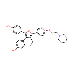 CCc1c(-c2ccc(OCCN3CCCCC3)cc2)oc(-c2ccc(O)cc2)c1-c1ccc(O)cc1 ZINC000026573167