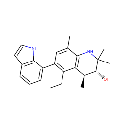 CCc1c(-c2cccc3cc[nH]c23)cc(C)c2c1[C@H](C)[C@@H](O)C(C)(C)N2 ZINC000066074240