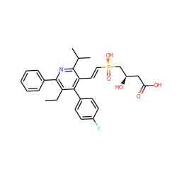 CCc1c(-c2ccccc2)nc(C(C)C)c(/C=C/[P@](=O)(O)C[C@H](O)CC(=O)O)c1-c1ccc(F)cc1 ZINC000026673479