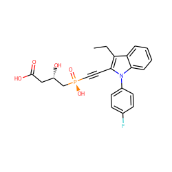 CCc1c(C#C[P@](=O)(O)C[C@@H](O)CC(=O)O)n(-c2ccc(F)cc2)c2ccccc12 ZINC000026748466