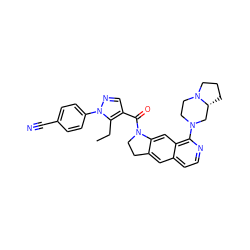 CCc1c(C(=O)N2CCc3cc4ccnc(N5CCN6CCC[C@@H]6C5)c4cc32)cnn1-c1ccc(C#N)cc1 ZINC000028526956