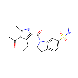 CCc1c(C(=O)N2CCc3ccc(S(=O)(=O)NC)cc32)[nH]c(C)c1C(C)=O ZINC000083817316