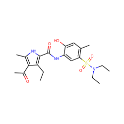 CCc1c(C(=O)Nc2cc(S(=O)(=O)N(CC)CC)c(C)cc2O)[nH]c(C)c1C(C)=O ZINC000263620308