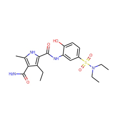 CCc1c(C(=O)Nc2cc(S(=O)(=O)N(CC)CC)ccc2O)[nH]c(C)c1C(N)=O ZINC000263620293