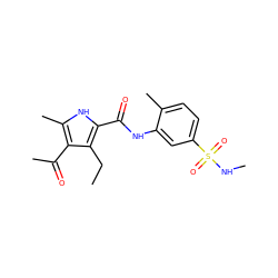 CCc1c(C(=O)Nc2cc(S(=O)(=O)NC)ccc2C)[nH]c(C)c1C(C)=O ZINC000050781913