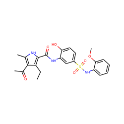 CCc1c(C(=O)Nc2cc(S(=O)(=O)Nc3ccccc3OC)ccc2O)[nH]c(C)c1C(C)=O ZINC000059367923