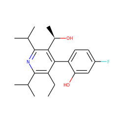 CCc1c(C(C)C)nc(C(C)C)c([C@@H](C)O)c1-c1ccc(F)cc1O ZINC000013860557