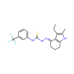 CCc1c(C)[nH]c2c1/C(=N/NC(=S)Nc1cccc(C(F)(F)F)c1)CCC2 ZINC000038149914