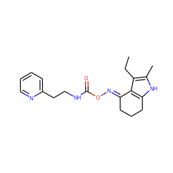 CCc1c(C)[nH]c2c1/C(=N/OC(=O)NCCc1ccccn1)CCC2 ZINC000038149926