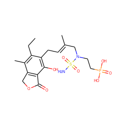 CCc1c(C)c2c(c(O)c1C/C=C(\C)CN(CCP(=O)(O)O)S(N)(=O)=O)C(=O)OC2 ZINC000036338581