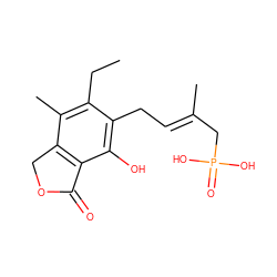 CCc1c(C)c2c(c(O)c1C/C=C(\C)CP(=O)(O)O)C(=O)OC2 ZINC000036338575