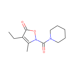 CCc1c(C)n(C(=O)N2CCCCC2)oc1=O ZINC000026845647