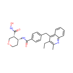 CCc1c(C)nc2ccccc2c1Cc1ccc(C(=O)N[C@@H]2CCOC[C@@H]2C(=O)NO)cc1 ZINC000028821970