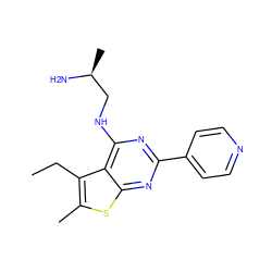 CCc1c(C)sc2nc(-c3ccncc3)nc(NC[C@H](C)N)c12 ZINC000223685686