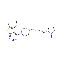 CCc1c(C)sc2ncnc(N3CCC(COCC[C@@H]4CCCN4C)CC3)c12 ZINC000146568172