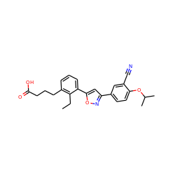 CCc1c(CCCC(=O)O)cccc1-c1cc(-c2ccc(OC(C)C)c(C#N)c2)no1 ZINC000084688864