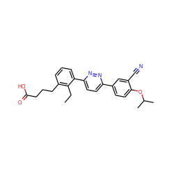 CCc1c(CCCC(=O)O)cccc1-c1ccc(-c2ccc(OC(C)C)c(C#N)c2)nn1 ZINC000084706421