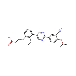 CCc1c(CCCC(=O)O)cccc1-c1cnc(-c2ccc(OC(C)C)c(C#N)c2)nc1 ZINC000072317006