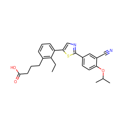 CCc1c(CCCC(=O)O)cccc1-c1cnc(-c2ccc(OC(C)C)c(C#N)c2)s1 ZINC000084688399