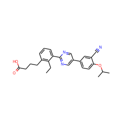 CCc1c(CCCC(=O)O)cccc1-c1ncc(-c2ccc(OC(C)C)c(C#N)c2)cn1 ZINC000084690145