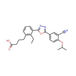 CCc1c(CCCC(=O)O)cccc1-c1nnc(-c2ccc(OC(C)C)c(C#N)c2)o1 ZINC000084690099