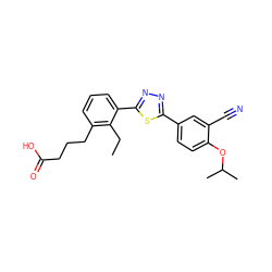 CCc1c(CCCC(=O)O)cccc1-c1nnc(-c2ccc(OC(C)C)c(C#N)c2)s1 ZINC000084705175