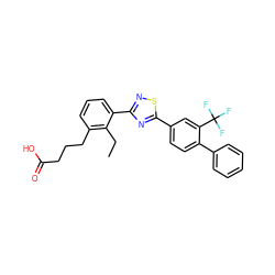 CCc1c(CCCC(=O)O)cccc1-c1nsc(-c2ccc(-c3ccccc3)c(C(F)(F)F)c2)n1 ZINC000084690140