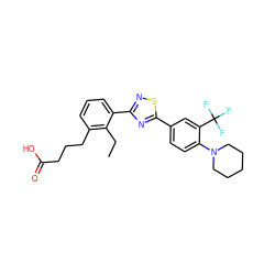 CCc1c(CCCC(=O)O)cccc1-c1nsc(-c2ccc(N3CCCCC3)c(C(F)(F)F)c2)n1 ZINC000084690139