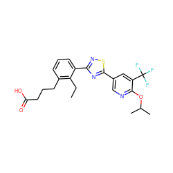 CCc1c(CCCC(=O)O)cccc1-c1nsc(-c2cnc(OC(C)C)c(C(F)(F)F)c2)n1 ZINC000084687470