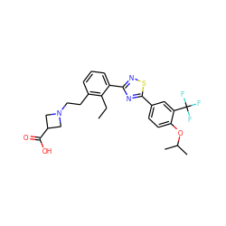 CCc1c(CCN2CC(C(=O)O)C2)cccc1-c1nsc(-c2ccc(OC(C)C)c(C(F)(F)F)c2)n1 ZINC000084688162