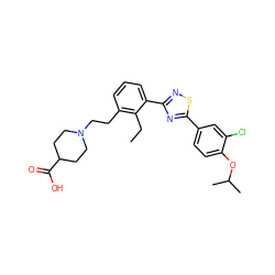 CCc1c(CCN2CCC(C(=O)O)CC2)cccc1-c1nsc(-c2ccc(OC(C)C)c(Cl)c2)n1 ZINC000084672215