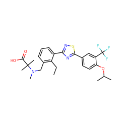 CCc1c(CN(C)C(C)(C)C(=O)O)cccc1-c1nsc(-c2ccc(OC(C)C)c(C(F)(F)F)c2)n1 ZINC000084689299