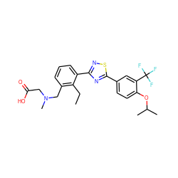 CCc1c(CN(C)CC(=O)O)cccc1-c1nsc(-c2ccc(OC(C)C)c(C(F)(F)F)c2)n1 ZINC000084688725