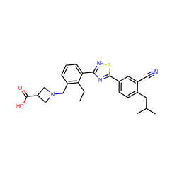 CCc1c(CN2CC(C(=O)O)C2)cccc1-c1nsc(-c2ccc(CC(C)C)c(C#N)c2)n1 ZINC000084688804