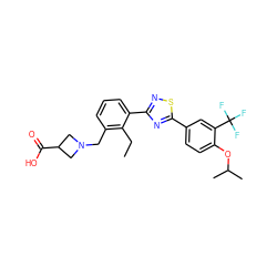 CCc1c(CN2CC(C(=O)O)C2)cccc1-c1nsc(-c2ccc(OC(C)C)c(C(F)(F)F)c2)n1 ZINC000084688160