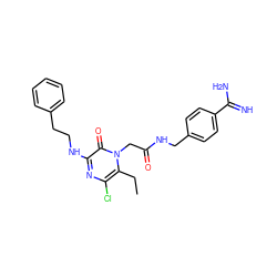 CCc1c(Cl)nc(NCCc2ccccc2)c(=O)n1CC(=O)NCc1ccc(C(=N)N)cc1 ZINC000013527080