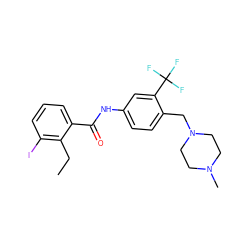 CCc1c(I)cccc1C(=O)Nc1ccc(CN2CCN(C)CC2)c(C(F)(F)F)c1 ZINC001772584333