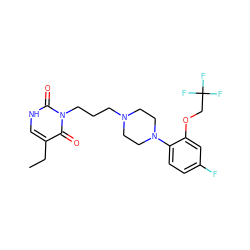 CCc1c[nH]c(=O)n(CCCN2CCN(c3ccc(F)cc3OCC(F)(F)F)CC2)c1=O ZINC000000839989