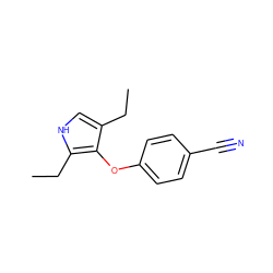 CCc1c[nH]c(CC)c1Oc1ccc(C#N)cc1 ZINC000049112168