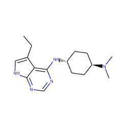 CCc1c[nH]c2ncnc(N[C@H]3CC[C@H](N(C)C)CC3)c12 ZINC001772622304