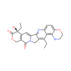 CCc1c2c(nc3ccc4c(c13)NCCO4)-c1cc3c(c(=O)n1C2)COC(=O)[C@]3(O)CC ZINC000003934178