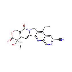 CCc1c2c(nc3cnc(C#N)cc13)-c1cc3c(c(=O)n1C2)COC(=O)[C@]3(O)CC ZINC000013740828