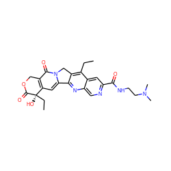 CCc1c2c(nc3cnc(C(=O)NCCN(C)C)cc13)-c1cc3c(c(=O)n1C2)COC(=O)[C@]3(O)CC ZINC000013740840