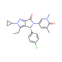 CCc1c2c(nn1C1CC1)C(=O)N(c1cc(C)c(=O)n(C)c1)[C@@H]2c1ccc(Cl)cc1 ZINC000220202242