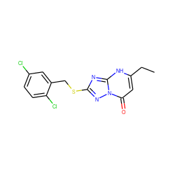 CCc1cc(=O)n2nc(SCc3cc(Cl)ccc3Cl)nc2[nH]1 ZINC000095579616