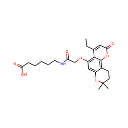 CCc1cc(=O)oc2c3c(cc(OCC(=O)NCCCCCC(=O)O)c12)OC(C)(C)CC3 ZINC000008876280