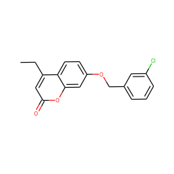 CCc1cc(=O)oc2cc(OCc3cccc(Cl)c3)ccc12 ZINC000005554456