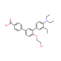 CCc1cc(-c2cc(-c3ccc(C(=O)O)cc3)ccc2OCCO)ccc1N(CC)CC ZINC000113701657